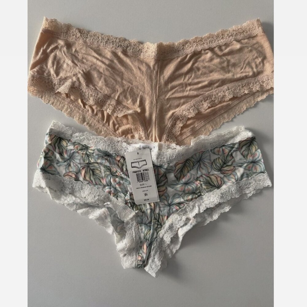 NWT $58 Hanky  Panky 2 -Pack Dream Lace Trim Boyshorts Size Large